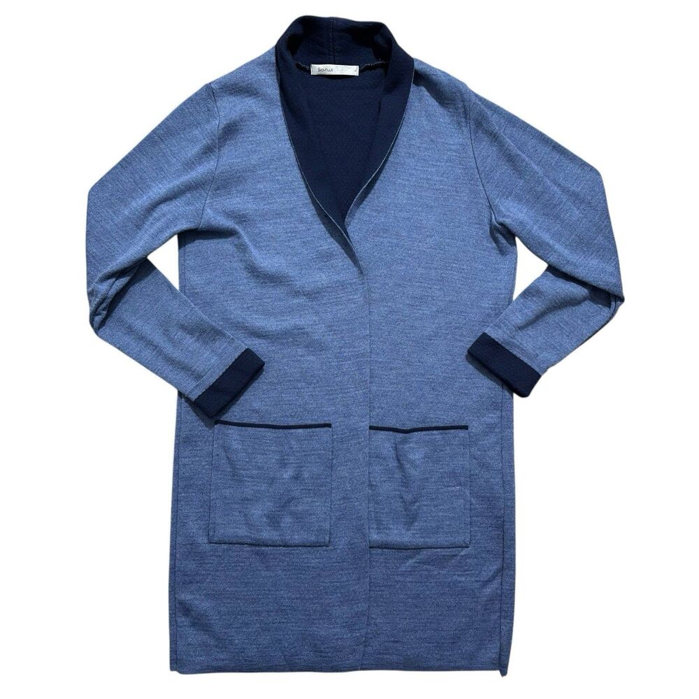 Skovhuus Denmark Cardigan Sweater Women’s Large Blue Merino Wool Blend Nordic